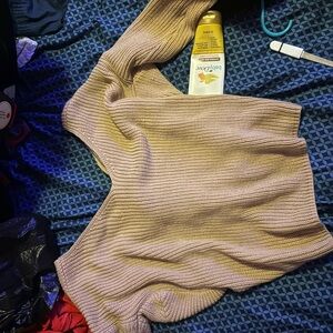 Chic Tan Off-the-Shoulder Sweater
